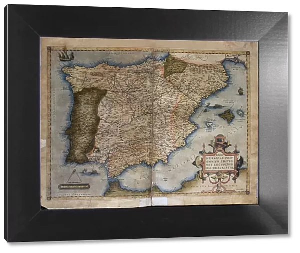 Theatrum Orbis Terrarum by Abraham Ortelius, Antwerp, 1574. Map of the Iberian Peninsula