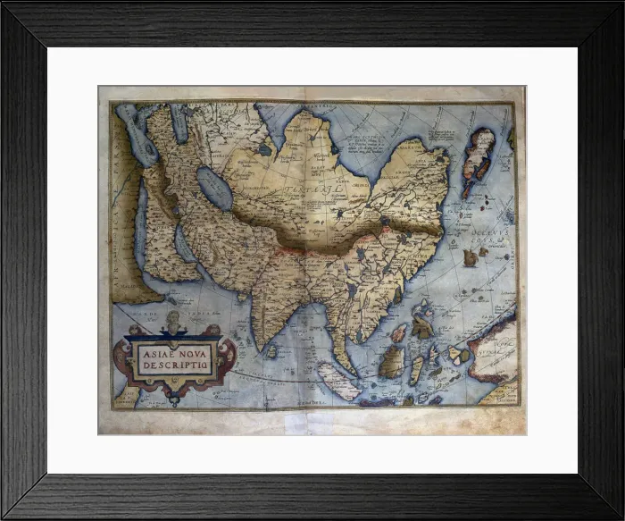 Framed Print : Theatrum Orbis Terrarum by Abraham Ortelius, Antwerp, 1574, map of the Asian continent Framed Print : Theatrum Orbis Terrarum by Abraham Ortelius, Antwerp, 1574, map of the Asian continent