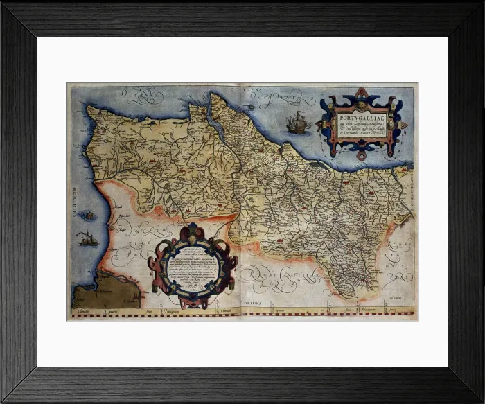 Framed Print : Theatrum Orbis Terrarum by Abraham Ortelius, Antwerp, 1574. Map of Portugal Framed Print : Theatrum Orbis Terrarum by Abraham Ortelius, Antwerp, 1574. Map of Portugal