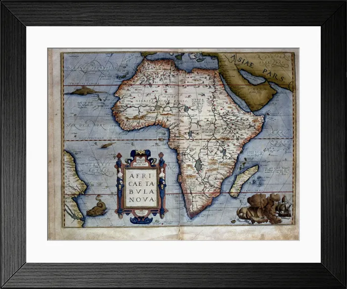 Framed Print : Theatrum Orbis Terrarum by Abraham Ortelius, Antwerp, 1574, map of the African Continent Framed Print : Theatrum Orbis Terrarum by Abraham Ortelius, Antwerp, 1574, map of the African Continent