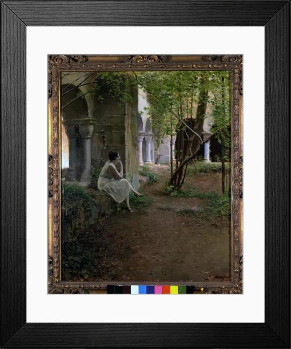 Framed Print : Cloister of Sant Benet de Bages, by Ramon Casas Framed Print : Cloister of Sant Benet de Bages, by Ramon Casas