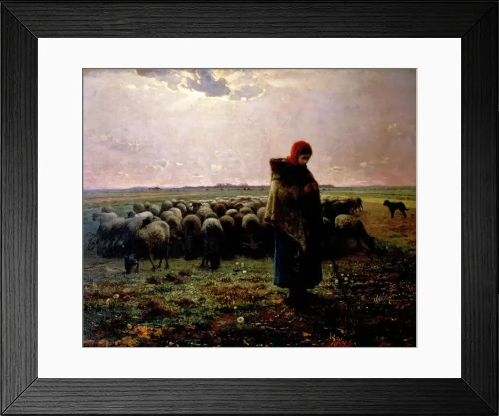 Framed Print : The Shepherdess by Jean Francois Millet Framed Print : The Shepherdess by Jean Francois Millet