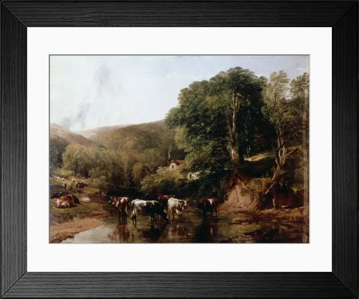 Framed Print : A lush canyon with cattle by T. S. Cooper Framed Print : A lush canyon with cattle by T. S. Cooper