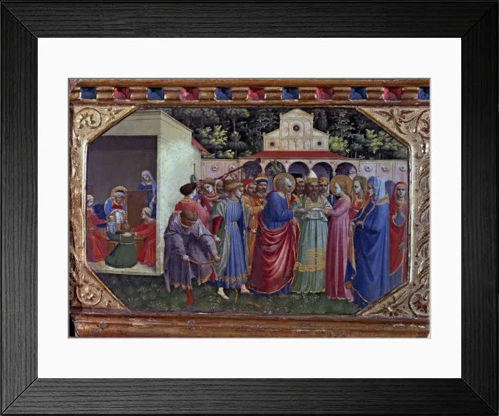 Framed Print : Predella of the betrothal, one of the five small tables that make up the Annunciation Framed Print : Predella of the betrothal, one of the five small tables that make up the Annunciation