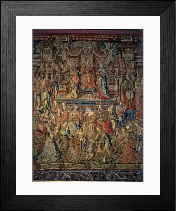 Framed Print : Honours. Prudence, central detail of the tapestry # 2 representing the cart of Framed Print : Honours. Prudence, central detail of the tapestry # 2 representing the cart of