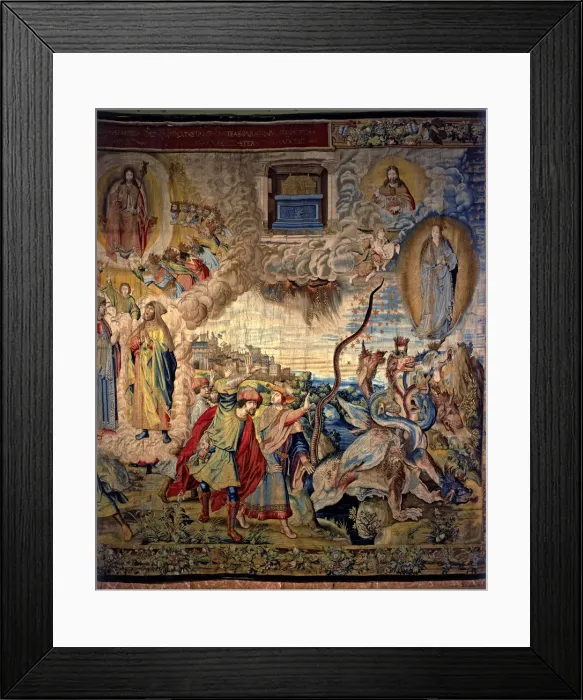Framed Print : The Revelations, a collection of eight panels woven in Brussels in the sixteenth century Framed Print : The Revelations, a collection of eight panels woven in Brussels in the sixteenth century