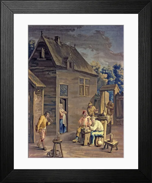 Framed Print : Tobacco smokers, tapestry by David Teniers Framed Print : Tobacco smokers, tapestry by David Teniers