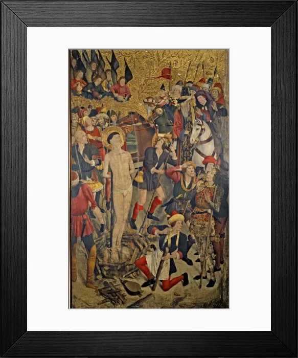 Framed Print : Altarpiece of Saint Vincent of Sarria, detail of Saint Vincent at the stake, by Jaume Huguet Framed Print : Altarpiece of Saint Vincent of Sarria, detail of Saint Vincent at the stake, by Jaume Huguet