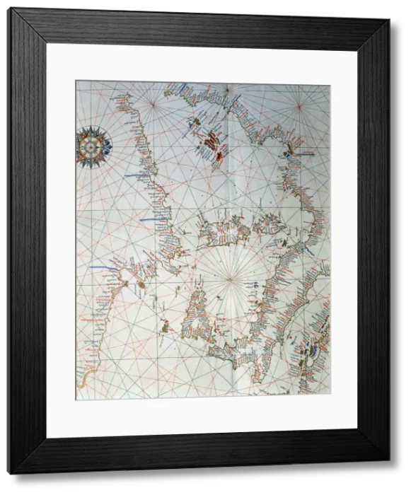 Framed Print : Atlas of Joan Martines, Messina, 1582. Portulan chart of the western Mediterranean Framed Print : Atlas of Joan Martines, Messina, 1582. Portulan chart of the western Mediterranean