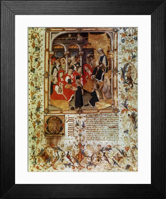 Framed Print : Jaume Marquilles delivers his book to the Consellers of Barcelona in the presence