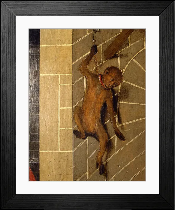 Framed Print : Monkey on a wall, detail of the Transfiguration altarpiece, 1445-1452 Framed Print : Monkey on a wall, detail of the Transfiguration altarpiece, 1445-1452