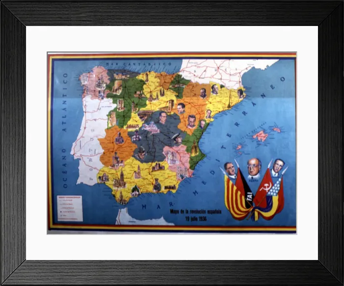 Framed Print : Second Republic. (1931-1939), map of the Spanish revolution on July 19, 1936 Framed Print : Second Republic. (1931-1939), map of the Spanish revolution on July 19, 1936