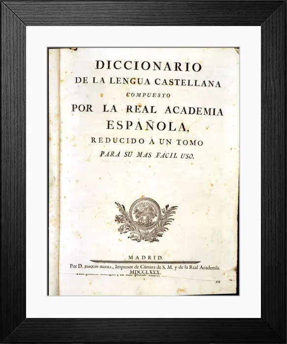 Framed Print : Cover of the Dictionary of the Spanish language, composed by the Royal Spanish Academy Framed Print : Cover of the Dictionary of the Spanish language, composed by the Royal Spanish Academy