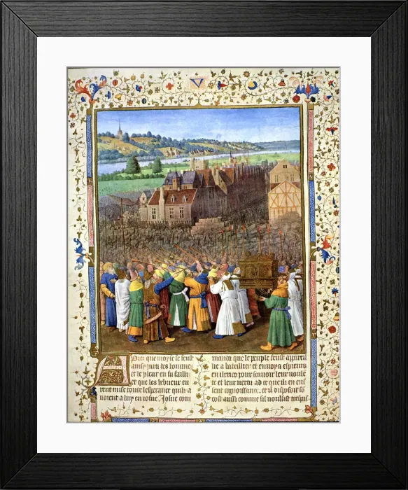 Framed Print : The Joshua prophet with the Holy Ark of the conquest of Jericho, miniature in Antiquites Framed Print : The Joshua prophet with the Holy Ark of the conquest of Jericho, miniature in Antiquites