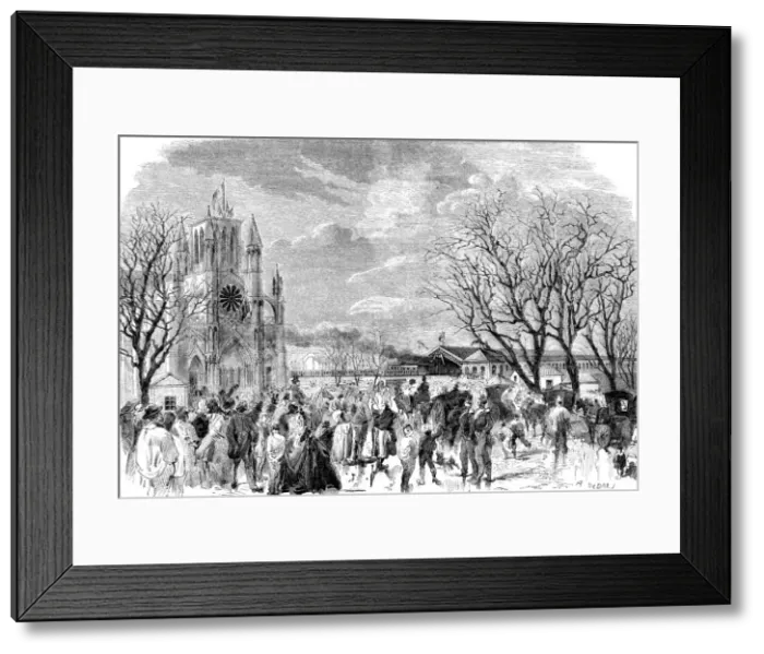 Framed Print : Opening of the railway line from Lyon to Geneva on March 16, 1858, arrival of Framed Print : Opening of the railway line from Lyon to Geneva on March 16, 1858, arrival of