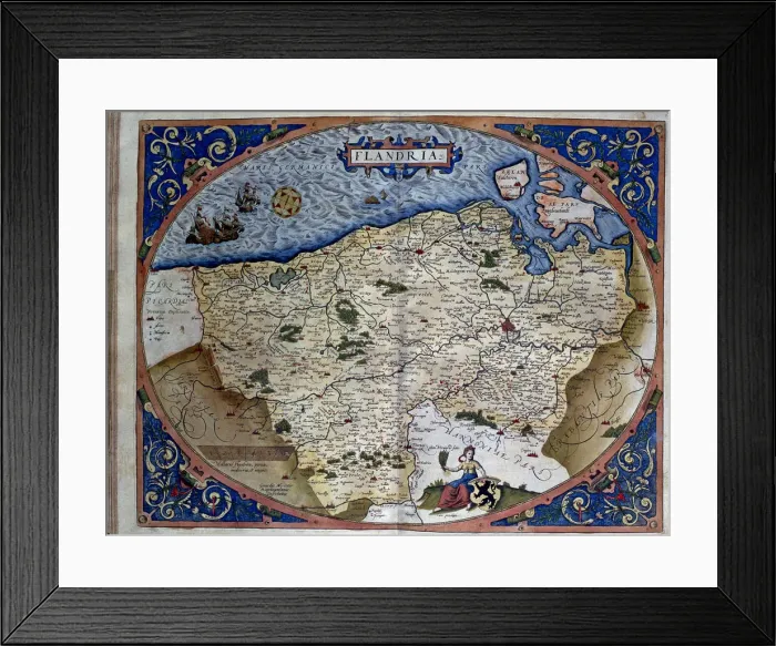 Framed Print : Theatrum Orbis Terrarum by Abraham Ortelius, Antwerp, 1574. Map of the region of Flanders Framed Print : Theatrum Orbis Terrarum by Abraham Ortelius, Antwerp, 1574. Map of the region of Flanders