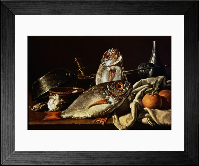 Framed Print : Still Life with two sea breams, by Luis Melendez Framed Print : Still Life with two sea breams, by Luis Melendez