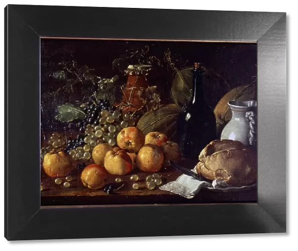 Still Life with Fruit and bread by Luis Melendez