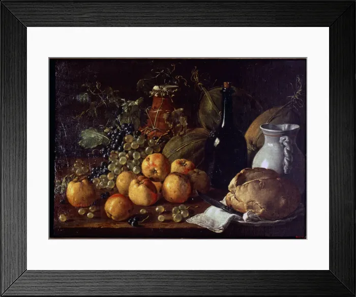 Framed Print : Still Life with Fruit and bread by Luis Melendez Framed Print : Still Life with Fruit and bread by Luis Melendez