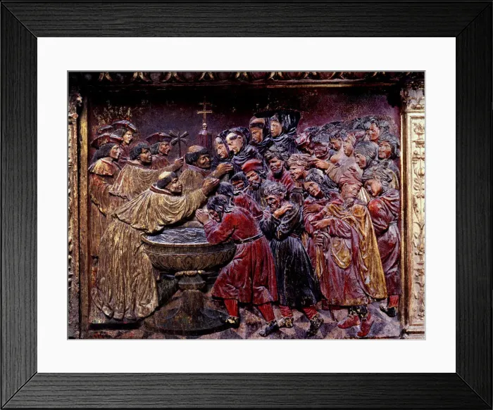 Framed Print : Forced baptism of Muslims in 1502, after the fall of Granada, attic with wooden Framed Print : Forced baptism of Muslims in 1502, after the fall of Granada, attic with wooden