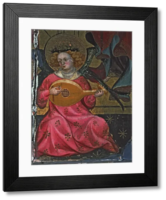 Framed Print : Altarpiece of Santa Maria of Santes Creus, detail of an angel musician Framed Print : Altarpiece of Santa Maria of Santes Creus, detail of an angel musician