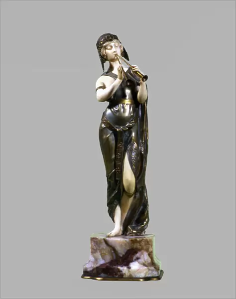 Figure representing a priestess, mounted in bronze and ivory, work by Marquet