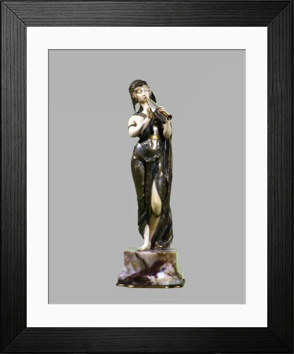 Framed Print : Figure representing a priestess, mounted in bronze and ivory, work by Marquet Framed Print : Figure representing a priestess, mounted in bronze and ivory, work by Marquet