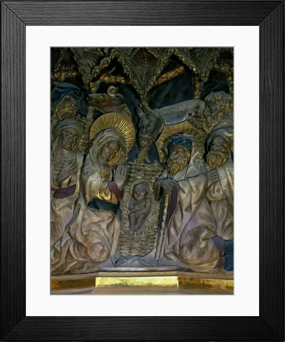 Framed Print : Altarpiece of the Cathedral of Tarragona in polychromed alabaster (1426-1436), detail Framed Print : Altarpiece of the Cathedral of Tarragona in polychromed alabaster (1426-1436), detail