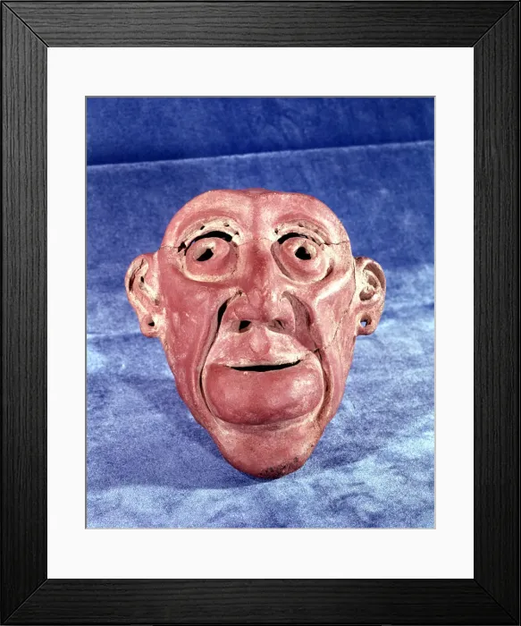 Framed Print : Brest mask made of clay of 14 cm in height, comes from the archaeological site of Tlatilco Framed Print : Brest mask made of clay of 14 cm in height, comes from the archaeological site of Tlatilco