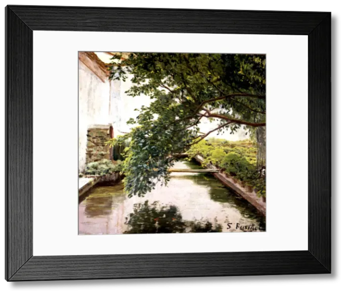 Framed Print : Patio of a masia (Catalan farm), it corresponds to the stage in which the painter Framed Print : Patio of a masia (Catalan farm), it corresponds to the stage in which the painter