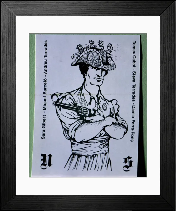 Framed Print : Neon de Suro, caricature of the Cossier with a revolver, meant to symbolize Framed Print : Neon de Suro, caricature of the Cossier with a revolver, meant to symbolize