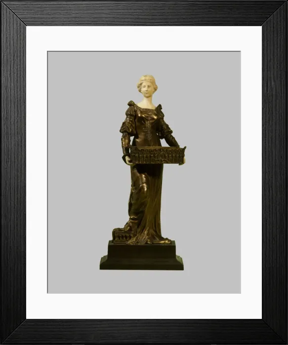 Framed Print : Seated female figure in bronze and ivory Framed Print : Seated female figure in bronze and ivory