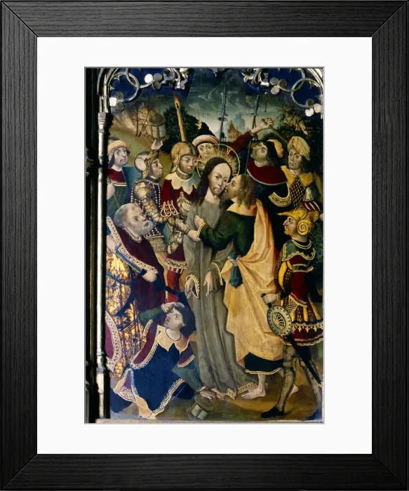Framed Print : Kiss of Judas, table of the Caparroso altarpiece, altar donated to the Cathedral Framed Print : Kiss of Judas, table of the Caparroso altarpiece, altar donated to the Cathedral