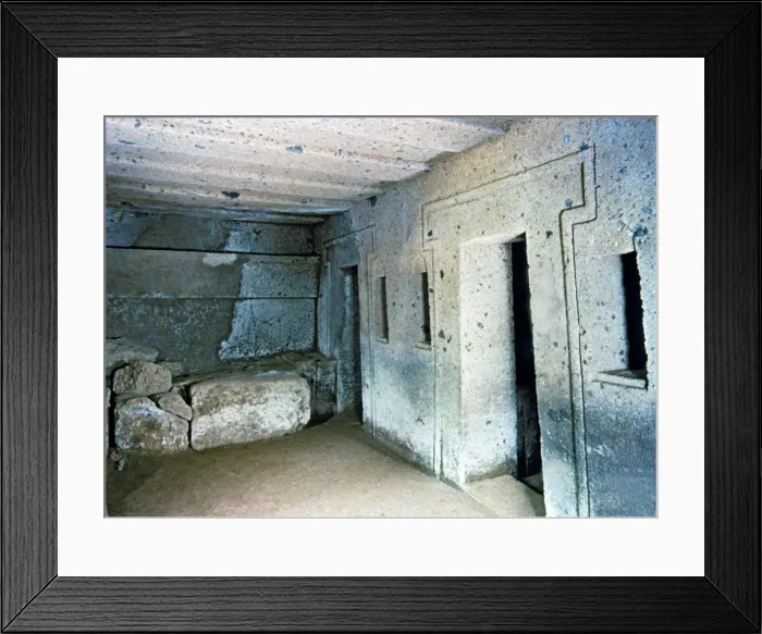 Framed Print : Interior of the Etruscan tomb of the capitals Framed Print : Interior of the Etruscan tomb of the capitals