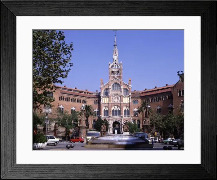 Framed Print : Main entrance of the Hospital de Sant Pau, building by the modernist architect Lluis Framed Print : Main entrance of the Hospital de Sant Pau, building by the modernist architect Lluis