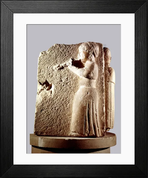 Framed Print : Flute player, corner relief from Osuna (Sevilla) Framed Print : Flute player, corner relief from Osuna (Sevilla)