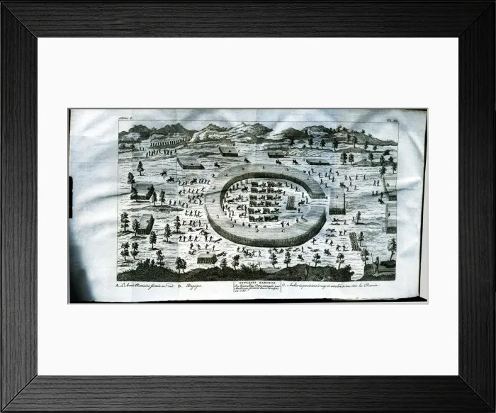 Framed Print : Battle with Ambiorix, chief of Eburones from the Belgian Gaul, engraving from Bellium Gallim Framed Print : Battle with Ambiorix, chief of Eburones from the Belgian Gaul, engraving from Bellium Gallim
