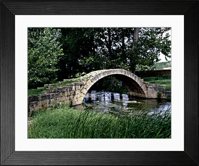 Framed Print : Ruins of the Roman bridge on the Jiloca river, located in the Roman road that went Framed Print : Ruins of the Roman bridge on the Jiloca river, located in the Roman road that went