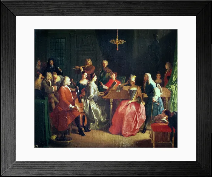Framed Print : Musical Evening, oil on canvas by Miguel Angel Houasse Framed Print : Musical Evening, oil on canvas by Miguel Angel Houasse