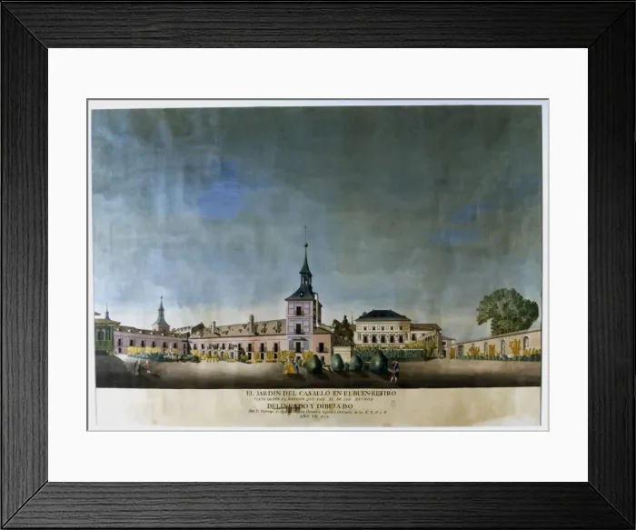 Framed Print : The garden of the horse in the Buen Retiro (1778), Madrid