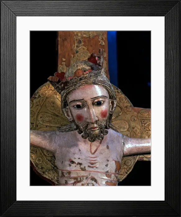 Framed Print : Detail of the Christ of Escunhau, carving in polychromed wood Framed Print : Detail of the Christ of Escunhau, carving in polychromed wood