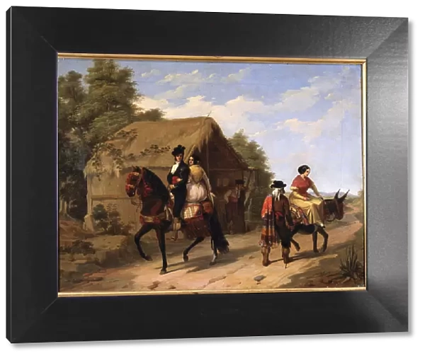 Andalusian scene, oil on canvas by Joaquin Dominguez Becquer