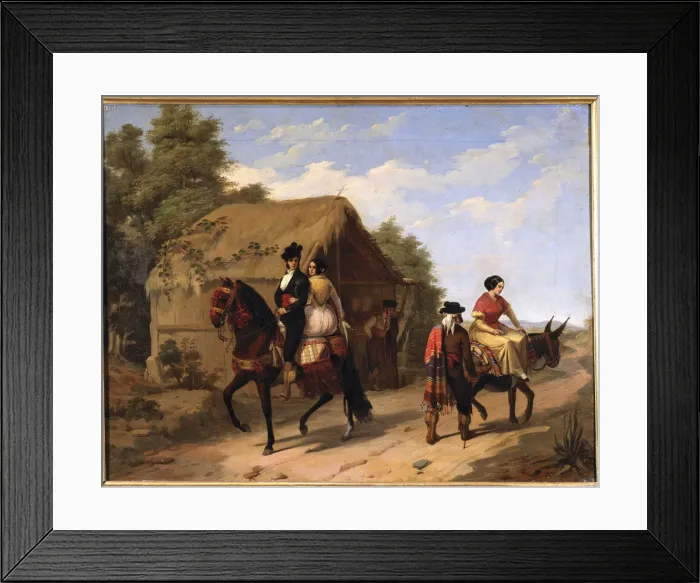 Framed Print : Andalusian scene, oil on canvas by Joaquin Dominguez Becquer