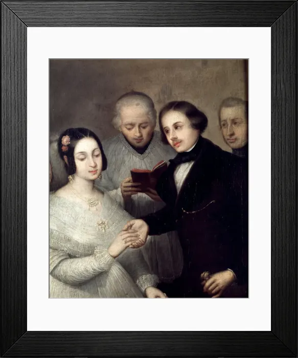 Framed Print : The romantic wedding, oil on canvas Framed Print : The romantic wedding, oil on canvas