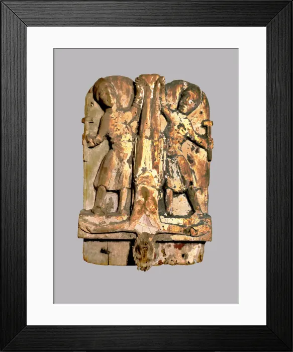 Framed Print : Crucifixion of St. Peter, 12th century carving Framed Print : Crucifixion of St. Peter, 12th century carving