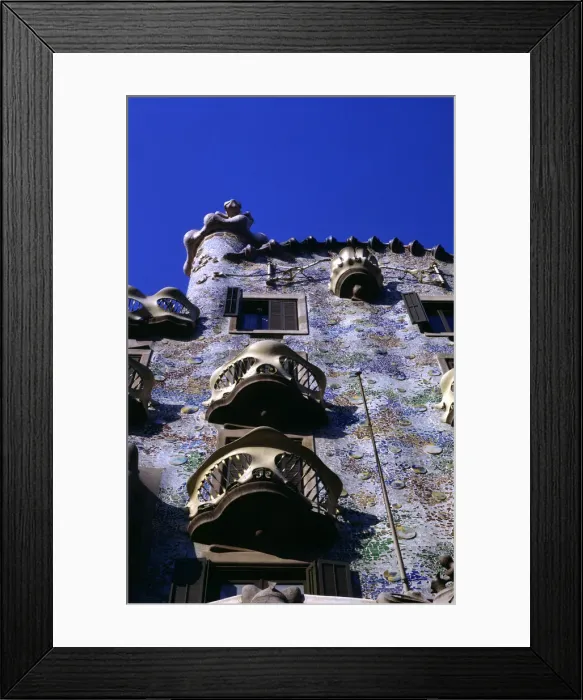 Framed Print : Casa Batllo, designed by Antoni Gaudi. Detail of the balconies on the facade Framed Print : Casa Batllo, designed by Antoni Gaudi. Detail of the balconies on the facade