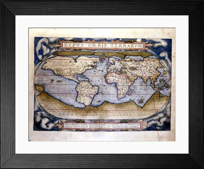 Framed Print : Theatrum Orbis Terrarum of Abraham Ortelius, Amberes, 1574, world map Typus Orbis Terrarum Framed Print : Theatrum Orbis Terrarum of Abraham Ortelius, Amberes, 1574, world map Typus Orbis Terrarum