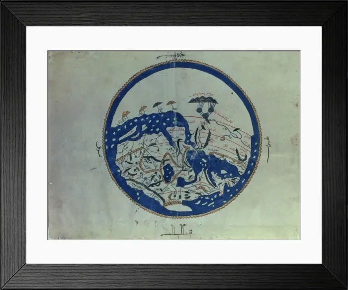 Framed Print : General map of the known world, from the work Manuscript Pocock (Recreation for Framed Print : General map of the known world, from the work Manuscript Pocock (Recreation for