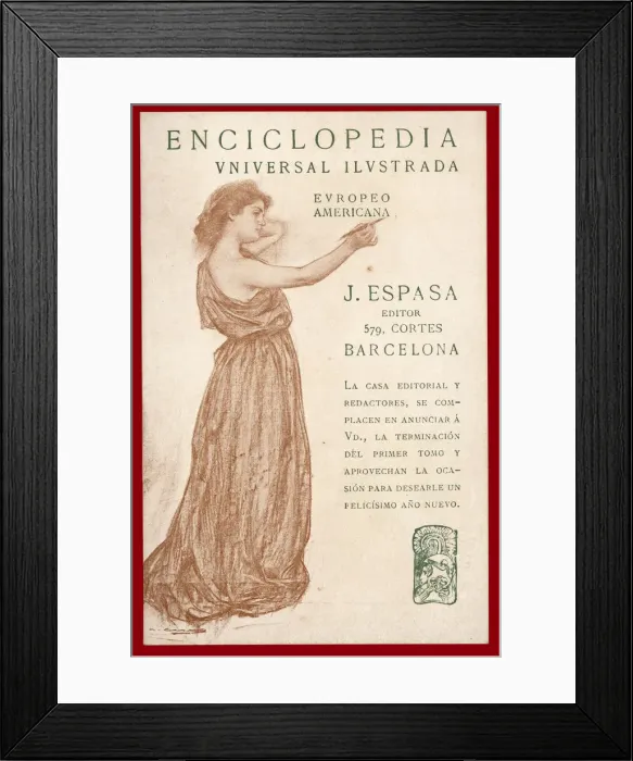 Framed Print : Advertising poster of the Universal Encyclopedia Espasa, 1902, work by Ramon Casas Framed Print : Advertising poster of the Universal Encyclopedia Espasa, 1902, work by Ramon Casas