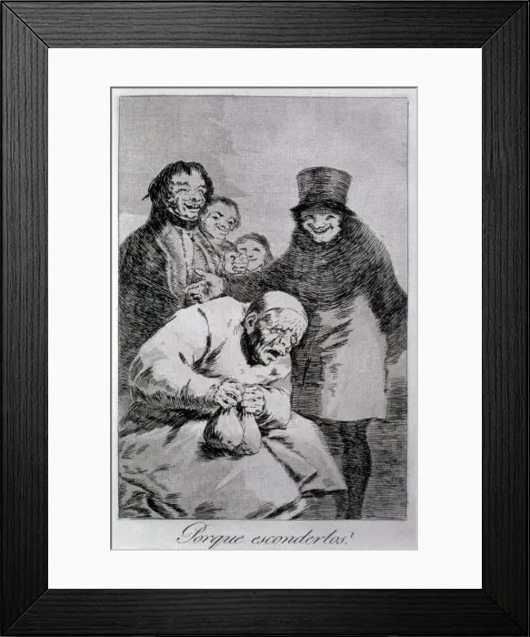 Framed Print : Los Caprichos, series of etchings by Francisco de Goya (1746-1828), plate 30: Por Framed Print : Los Caprichos, series of etchings by Francisco de Goya (1746-1828), plate 30: Por